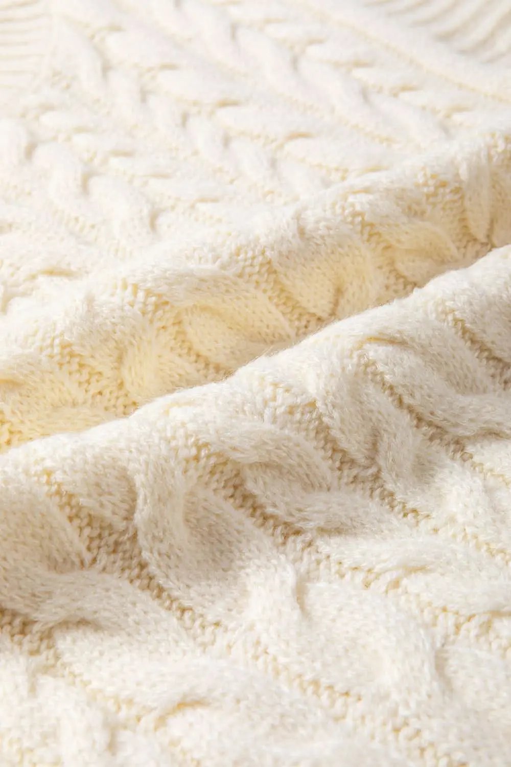 Oatmeal Cable Knit High Neck Sweater Vest - Love Salve